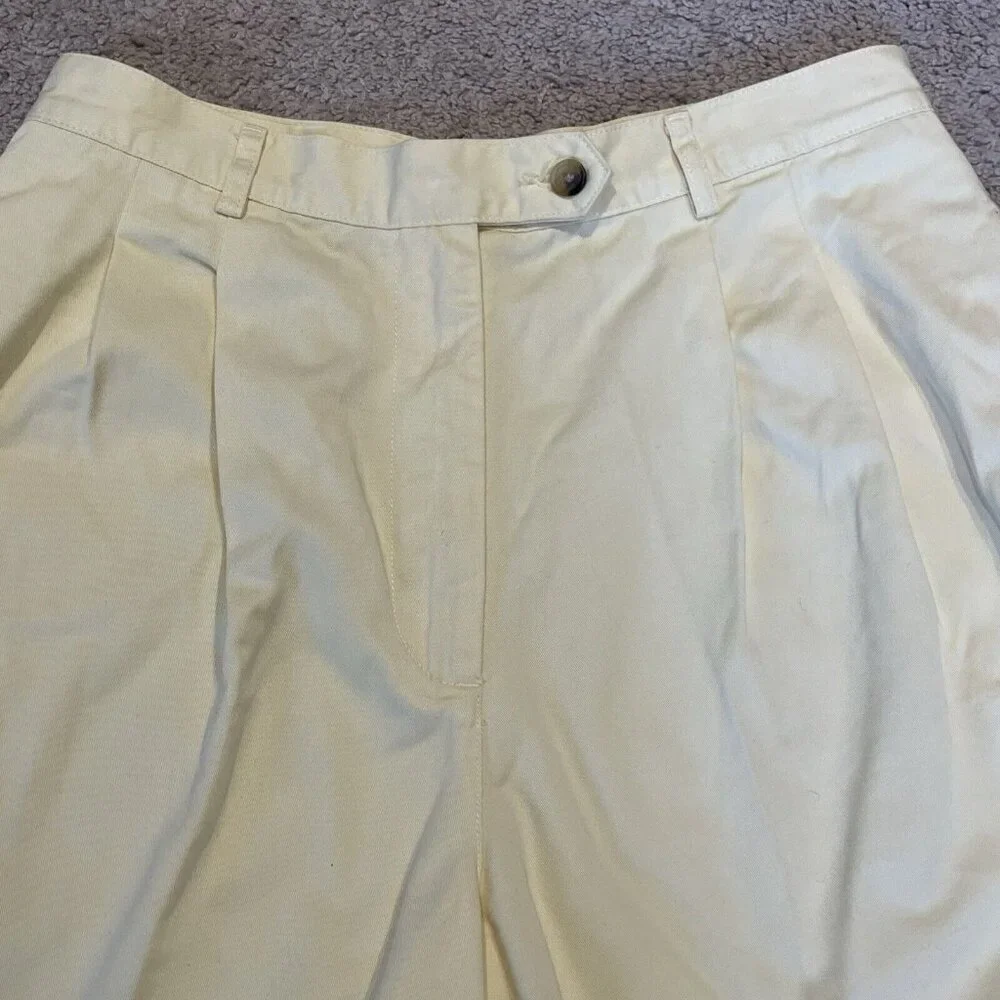 Charter Club Bermuda Twill Shorts Women's 14 Yellow Pleated Cuffed 100% Cotton